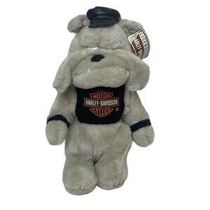 Harley-Davidson Bulldog Plush with Faux Leather Hat‎